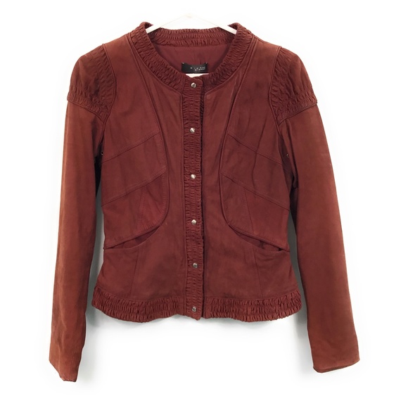 Michaa Rust Leather Moto Jacket Silk Lining XS - Picture 1 of 8
